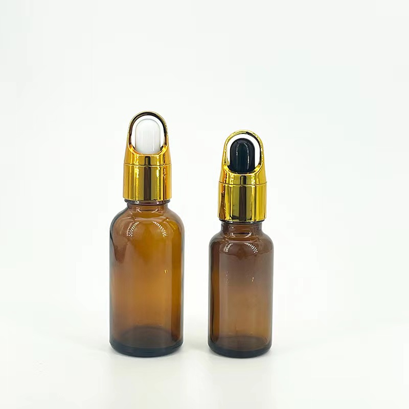 30ml Cosmetic Brown Glass Dropper Bottle With Aluminum Cap 