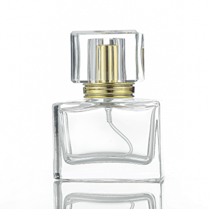 Empty Flat Transparent Glass Perfume Bottle With Crystal Crown Cap