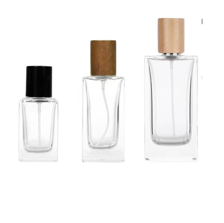 30ml Glass Perfume Sprayer Bottle With Different Wooden Cap 