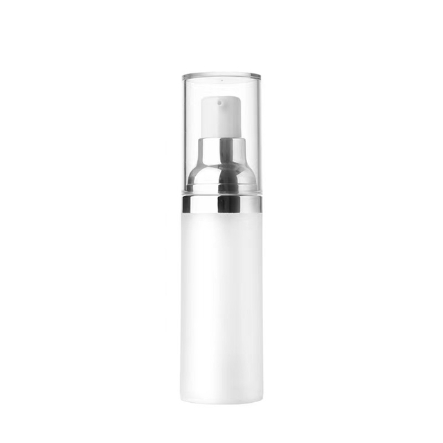 15ml 30ml Silver head Matt Airless Lotion Pump Bottle With Acrylic Cap