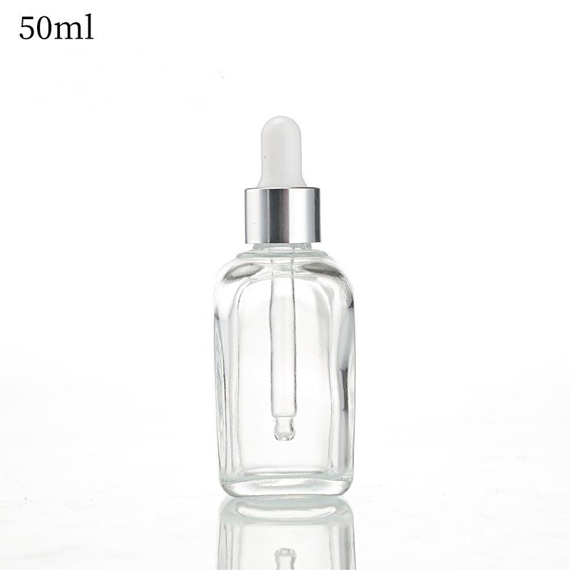 50ml Square Amber Glass Bottle With Dropper Cap 