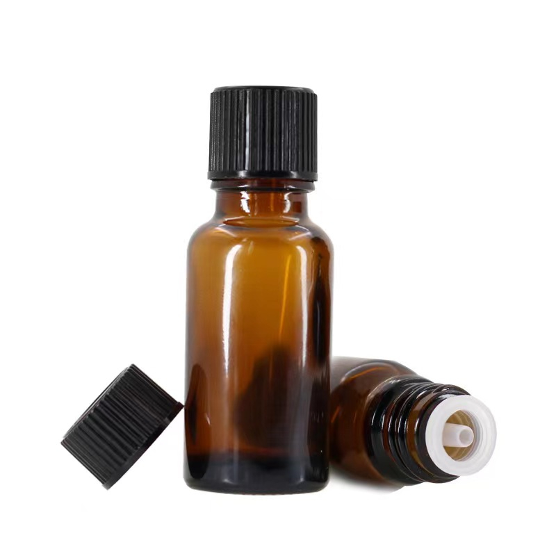 15ml Essential Oil Amber Glass bottle With Black Screw Cap 