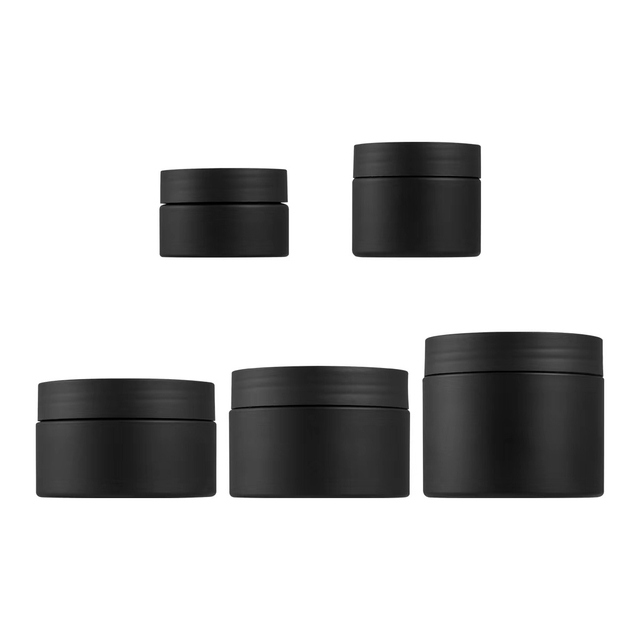 Black Plastic Cosmetic Cream Jar With Black Lid