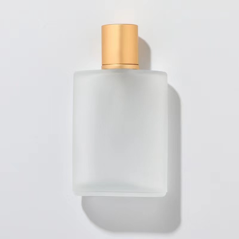 50ml Frost Square Glass Perfume Bottle With Crimp Sprayer