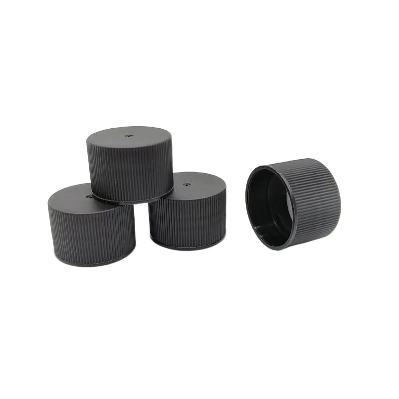 24mm Black Plastic Ribbed Cap With PE Pad