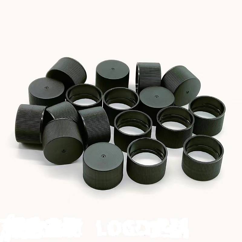 24mm Black Plastic Ribbed Cap With PE Pad